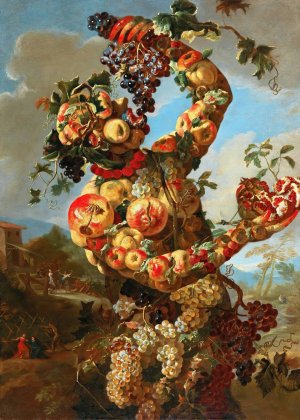 Anthropomorphic Allegory of Autumn by Giovanni Paolo Castelli Oil Painting