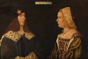 Double Portrait of a Young Man and Young Woman by Giovanni Paolo D' Agostino Oil Painting