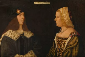 Double Portrait of a Young Man and Young Woman by Giovanni Paolo D' Agostino Oil Painting