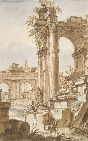 A Roman Capriccio by Giovanni Paolo Panini Oil Painting
