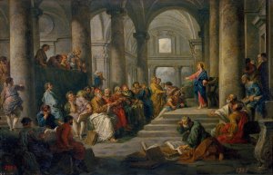 Gesu Tra I Dottori by Giovanni Paolo Panini Oil Painting