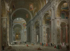 Interior of Saint Peter's, Rome by Giovanni Paolo Panini Oil Painting