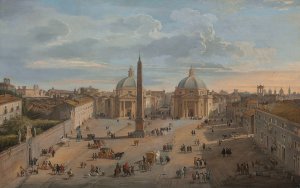 View Of Piazza Del Popolo, Rome by Giovanni Paolo Panini Oil Painting