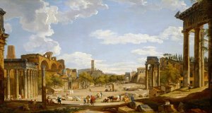 View Of The Roman Forum by Giovanni Paolo Panini Oil Painting