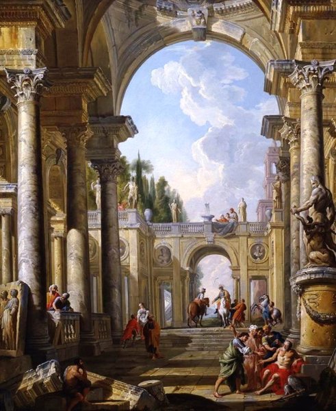 Main Product Photo of Belisarius at the Gate of Constantinople Painting by Giovanni Paolo Pannini