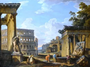 Capriccio of Classical Ruins by Giovanni Paolo Pannini - Oil Painting Reproduction