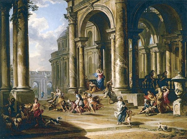 Expulsion of the Money-Changers from the Temple by Giovanni Paolo Pannini - Hand-Painted Oil Painting Reproduction
