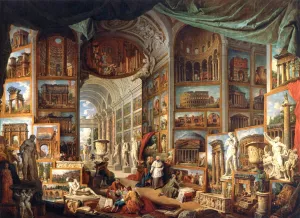 Gallery of Views of Ancient Rome by Giovanni Paolo Pannini - Oil Painting Reproduction