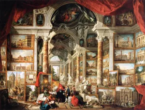 Gallery of Views of Modern Rome by Giovanni Paolo Pannini Oil Painting