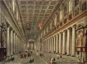 Interior of the Santa Maria Maggiore in Rome by Giovanni Paolo Pannini - Oil Painting Reproduction
