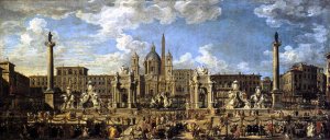 Piazza Navona in Rome by Giovanni Paolo Pannini Oil Painting