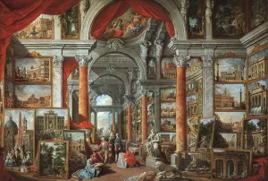 Picture Gallery with Views of Modern Rome by Giovanni Paolo Pannini - Oil Painting Reproduction