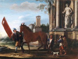 Preparing For The Race Of The Berber Horses, Rome Oil painting by Giovanni Reder