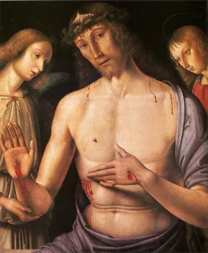 Man of Sorrows by Giovanni Santi - Oil Painting Reproduction