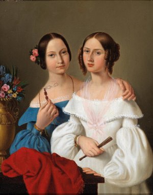 Portrait der Schwestern Luschin by Giovanni Schiavoni Oil Painting