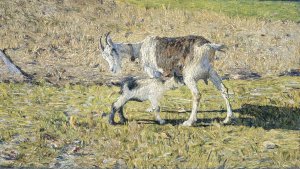 A Goat with Her Kid by Giovanni Segantini Oil Painting