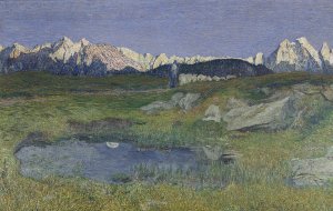 Alpine Landscape at Sunset by Giovanni Segantini Oil Painting