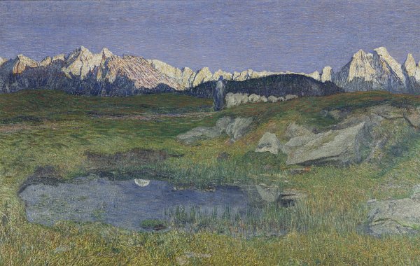 Main Product Photo of Alpine Landscape at Sunset  Painting by Giovanni Segantini