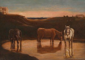 Cavalli al guado by Giovanni Segantini Oil Painting
