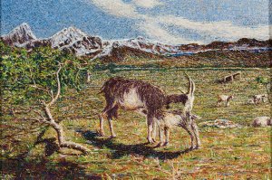 Goats against landscape by Giovanni Segantini Oil Painting
