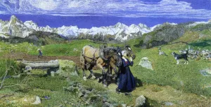 Springtime in the Alps Oil painting by Giovanni Segantini