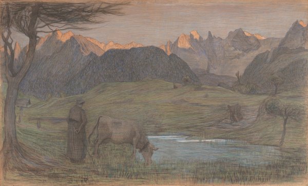 Main Product Photo of Study for 'La Vita' Painting by Giovanni Segantini