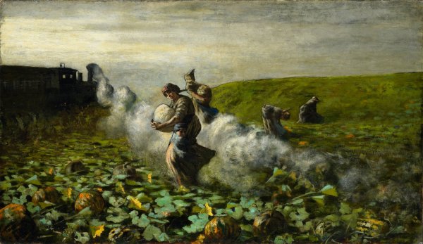 Main Product Photo of The Pumpkin Harvest  Painting by Giovanni Segantini