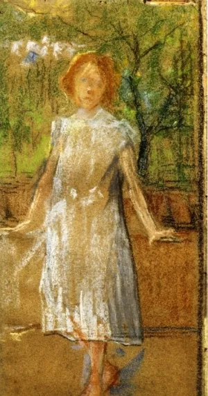 Girl in a White Dress by Giovanni Sottocornola Oil Painting