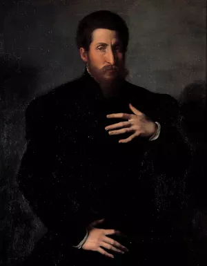 Portrait of a virile man by Girolamo Da Carpi Oil Painting