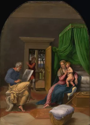 Saint Luke Drawing the Virgin and Christ Child by Girolamo Da Carpi Oil Painting