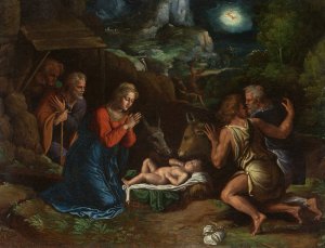 The Adoration of the Shepherds Oil painting by Girolamo Da Carpi