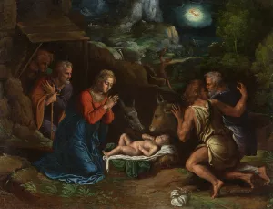 The Adoration of the Shepherds by Girolamo Da Carpi Oil Painting