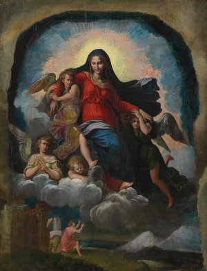 The Assumption of the Virgin by Girolamo Da Carpi Oil Painting