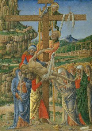 Descent from the Cross by Girolamo Da Cremona Oil Painting