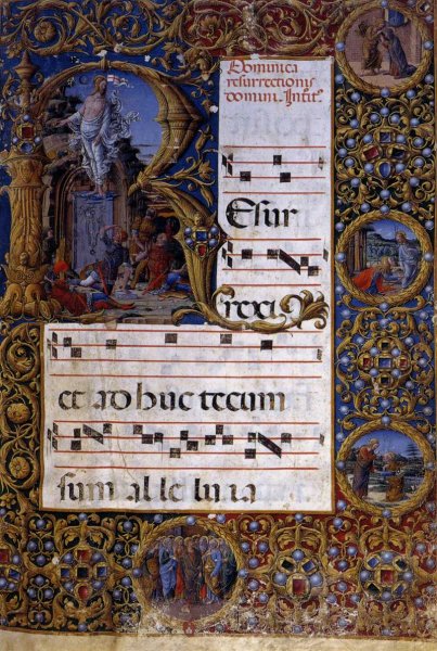 Page of a Choirbook by Girolamo Da Cremona - Hand-Painted Oil Painting Reproduction