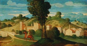 Landscape with Rider by Girolamo Da Santacroce Oil Painting