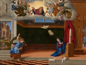 The Annunciation by Girolamo Da Santacroce Oil Painting