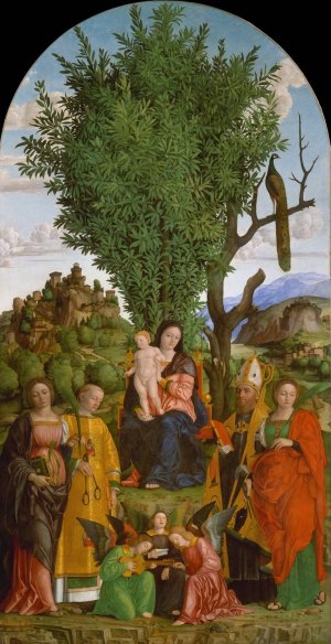 Madonna and Child with Saints by Girolamo Dai Libri Oil Painting