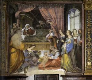 The Birth of the Virgin by Girolamo Del Pacchia - Oil Painting Reproduction