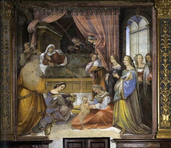The Birth of the Virgin by Girolamo Del Pacchia - Hand-Painted Oil Painting Reproduction