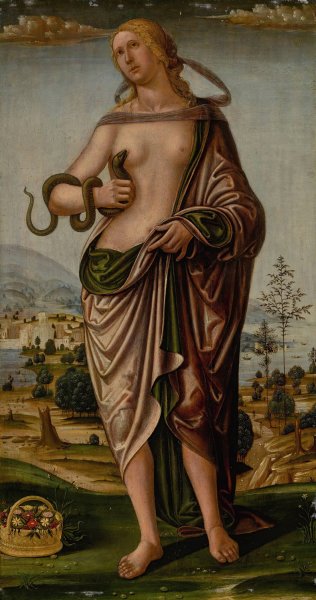 Main Product Photo of Cleopatra And The Asp Painting by Girolamo Di Benvenuto