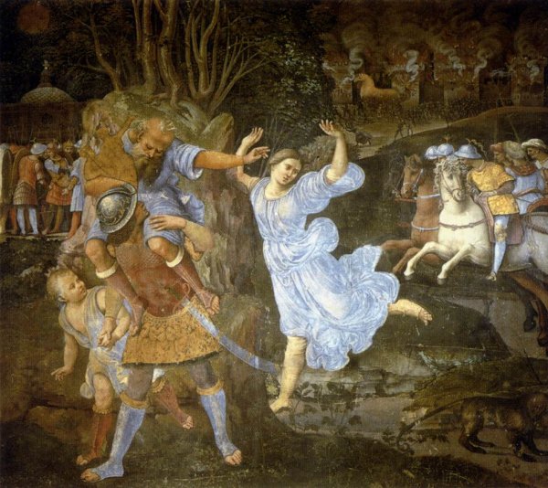 Main Product Photo of Flight of Aeneas from Troy Painting by Girolamo Genga