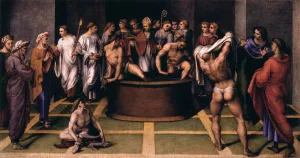 St Augustine Baptizes the Cathechumens by Girolamo Genga Oil Painting