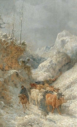 Hirte mit Rinderherde by Girolamo Gianni Oil Painting
