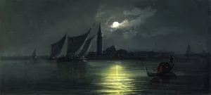 Isola di San Giurgio, Venice by Moon by Girolamo Gianni Oil Painting