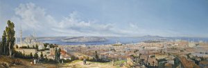 Panoramic View Of Constantinople, View From Beyazit by Girolamo Gianni Oil Painting