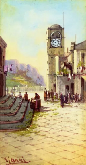 Town Square, Capri by Girolamo Gianni Oil Painting