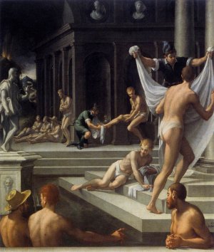 Baths at Pozzuoli Oil painting by Girolamo Macchietti