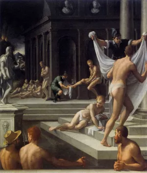 Baths at Pozzuoli by Girolamo Macchietti - Oil Painting Reproduction