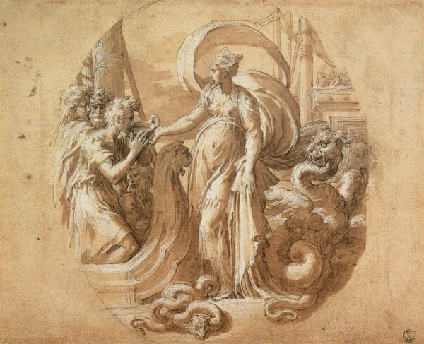 Main Product Photo of Circe and the Companions of Ulysses Painting by Girolamo Francesco Maria Mazzola (Parmigianino)